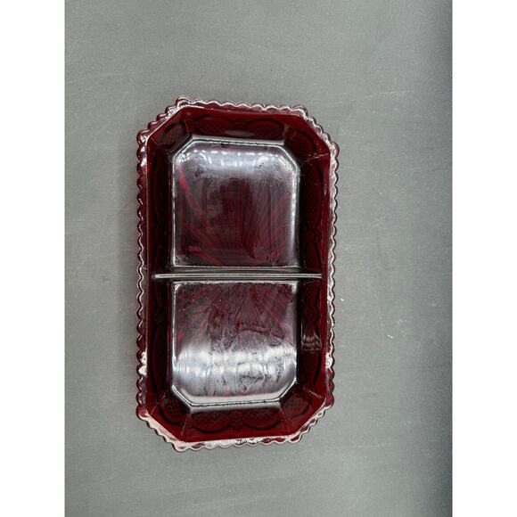 Vintage Avon Cape Cod Relish Dish,Ruby Red Glass Rectangle Serve Bowl - Picture 3 of 8